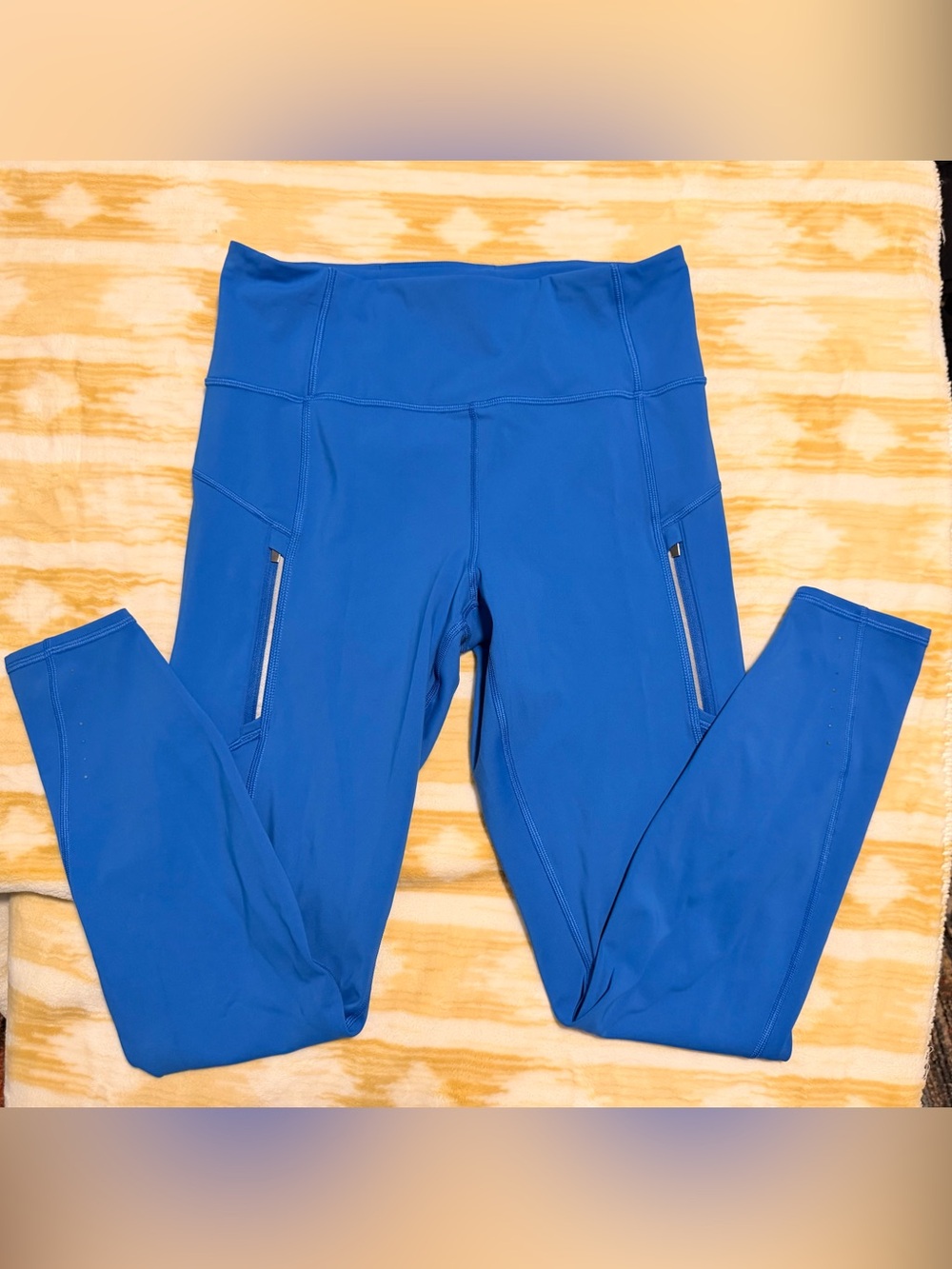 Athleta Rainer Tight High-Waisted Leggings Blue, Size M Reflective Zip Pockets - Picture 3 of 8